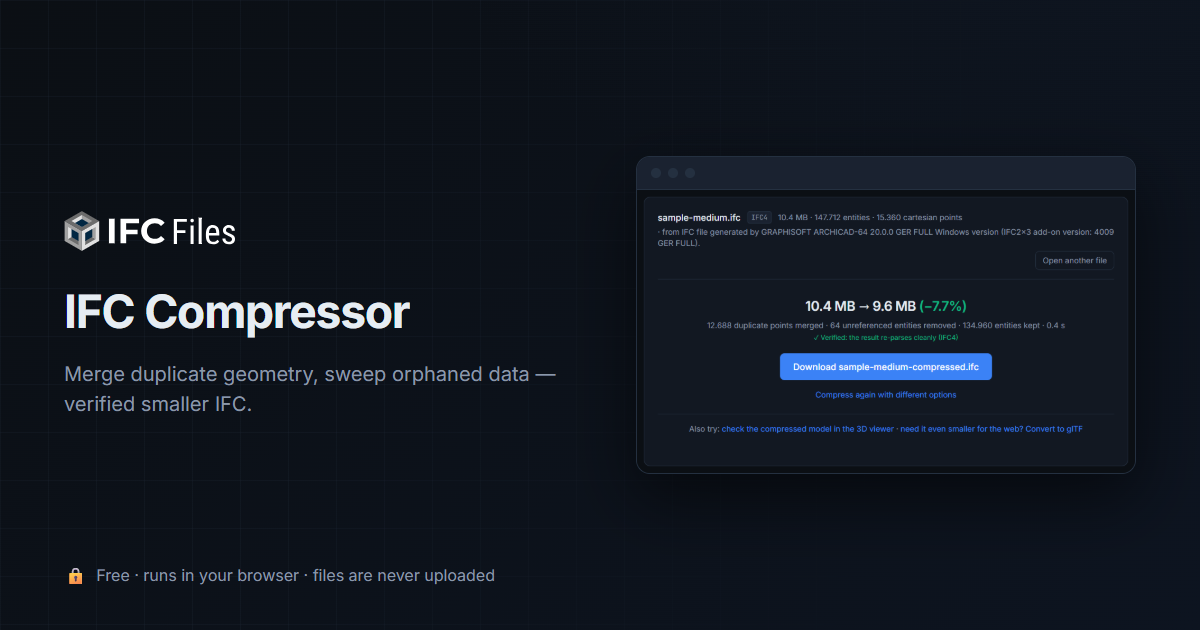 Compress IFC Files — Free Online, No Upload | IFCfiles